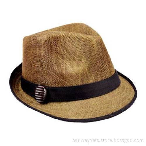 Women's Fashionable Sinamay Straw Hat with Grosgrain Band and Button